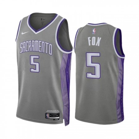 Dres Sacramento Kings Deaaron Fox 5 Nike 2022-23 City Edition Sivo Swingman